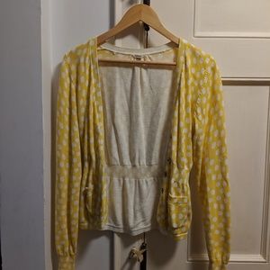 Fossil Sweaters - Fossil yellow & white polka dot cardigan sweater M Fossil Sweaters - Fossil yellow & white polka dot cardigan sweater M
